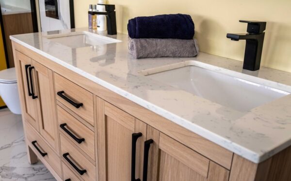 Ashley 60" Natural Oak Double Bowls Bathroom Vanity
