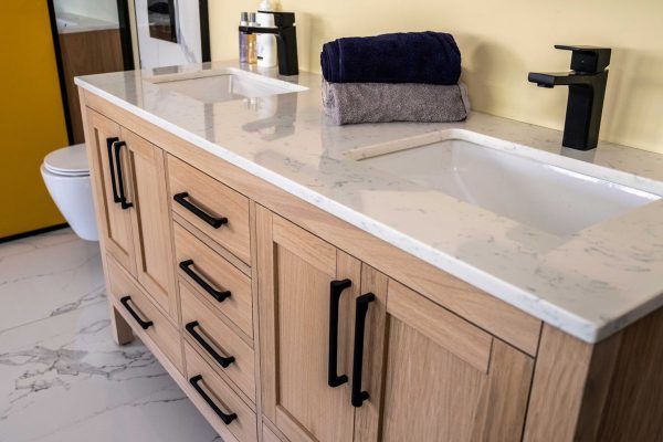 Ashley 60" Natural Oak Double Bowls Bathroom Vanity