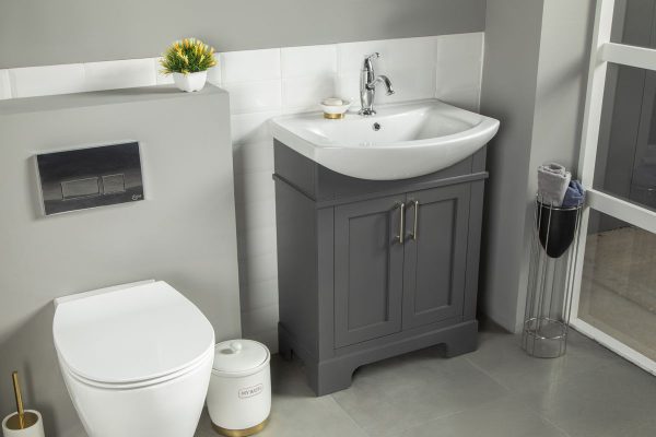 Luna 26" Pepper Bathroom Vanity with Integrated Porcelain Top