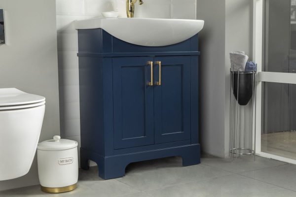 Luna 26" Blue Bathroom Vanity with Integrated Porcelain Top