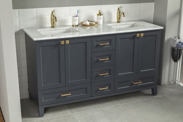 Paloma 60" Dark Gray Double Bowls Bathroom Vanity