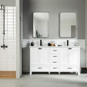 Paloma 60" White Double Bowls Bathroom Vanity