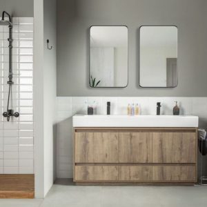 Romina 60" Messina Double Bowls Bathroom Vanity with Integrated Porcelain Top and Sinks
